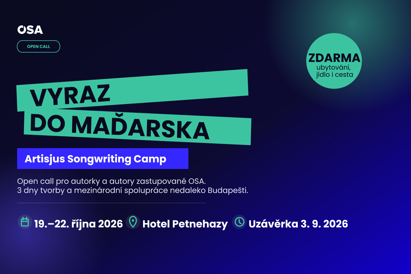 Open call: Vyraz s OSA tvořit na mezinárodní songwriting camp do Maďarska!
